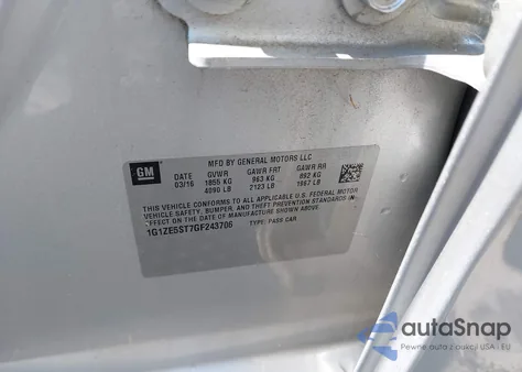 2016 Chevrolet Malibu 1Lt z USA, uszkodzony, nr VIN 1G1ZE5ST7GF243706